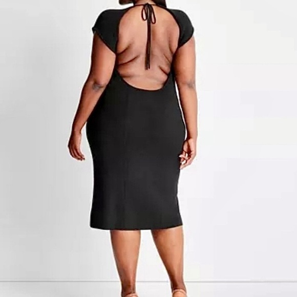 Future Collective Open Back Short Sleeve Sweater Midi Dress - Picture 3 of 6